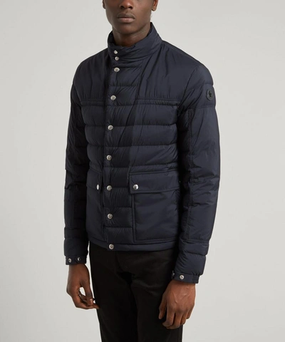 Shop Moncler Boutmy Buttoned Padded Jacket In Navy