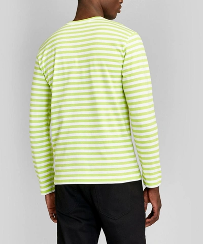 Shop Comme Des Garçons Play Striped Long-sleeve T-shirt In Green