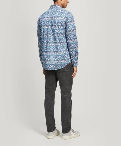 Liberty London Strawberry Thief Tana Lawn Cotton Casual Classic Slim Fit Shirt In Navy