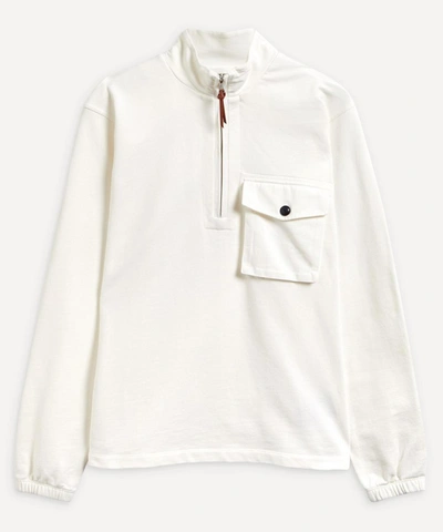 Shop Albam Quarter Zip Pocket Sweater In Ecru