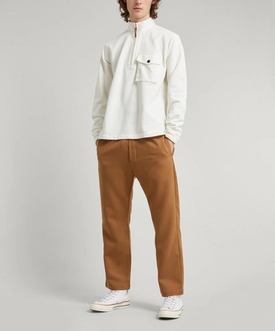 Shop Albam Quarter Zip Pocket Sweater In Ecru