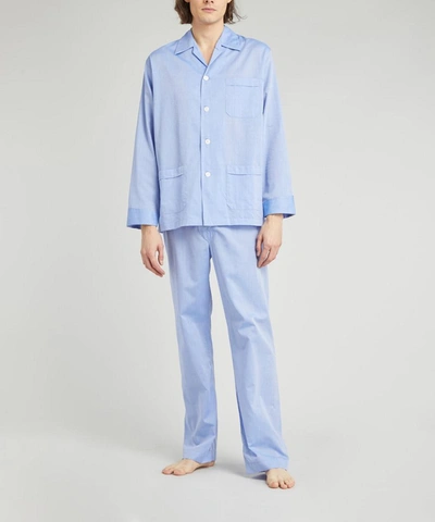 Shop Derek Rose Amalfi Classic Fit Cotton Pyjama Set In Blue