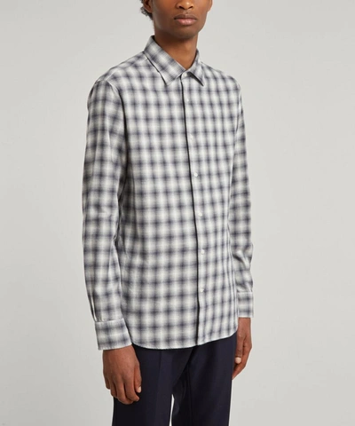 Shop Officine Generale Giacomo Check Cotton Shirt In Grey