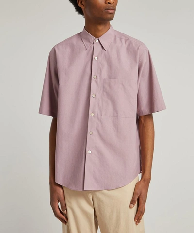 Auralee Washed Finx Twill Half-sleeve Shirt In Purple | ModeSens