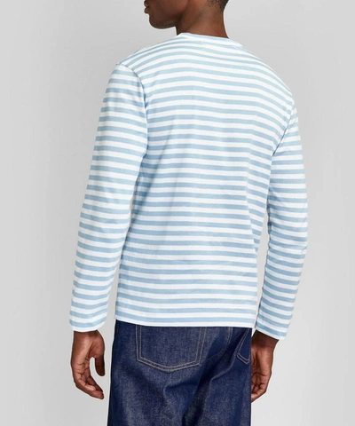Shop Comme Des Garçons Play Striped Long-sleeve T-shirt In Blue