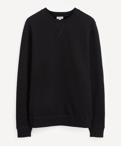Sunspel Cotton Loopback Sweatshirt In Black