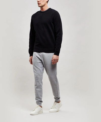 Shop Sunspel Crew-neck Cotton Sweatshirt In Black