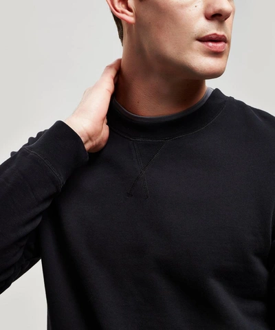 Shop Sunspel Crew-neck Cotton Sweatshirt In Black