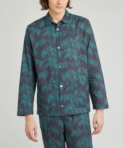 Shop Desmond & Dempsey Mens Byron Leaf Cotton Pyjama Set In Navy