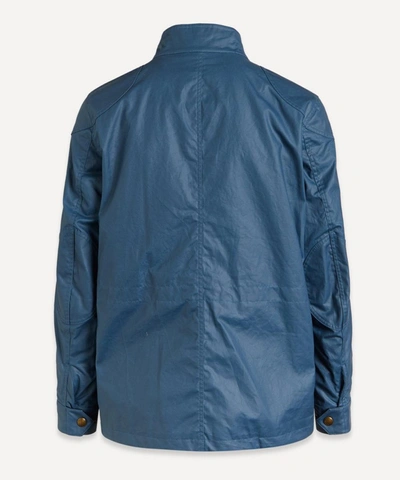 Shop Belstaff Fieldmaster Waxed Cotton Jacket In Airforce Blue