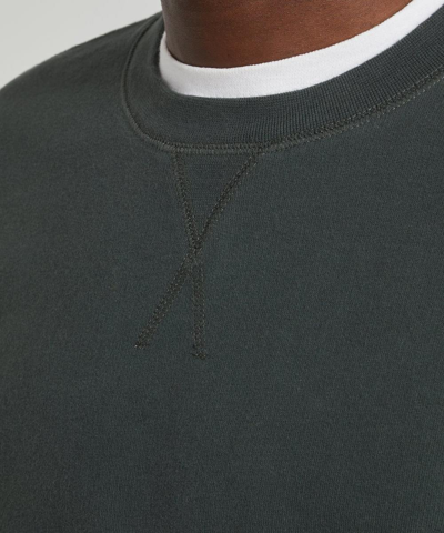 Shop Sunspel Crew-neck Cotton Sweatshirt In Dark Green