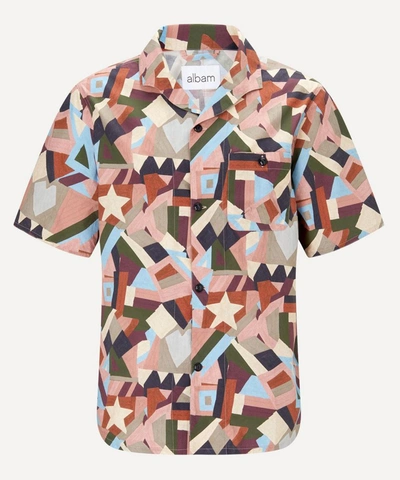 Shop Albam Geometric Print Miles Shirt In Pastel Aerial Print