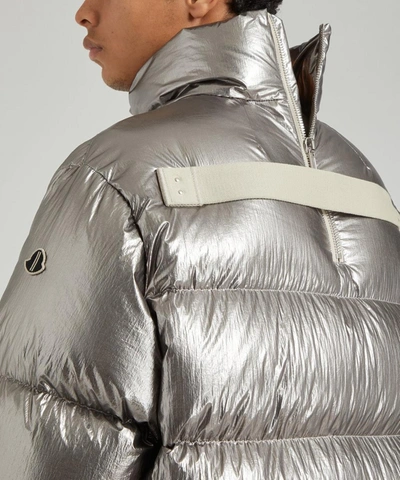 Shop Moncler Oversized Metallic Puffer Jacket In Silver