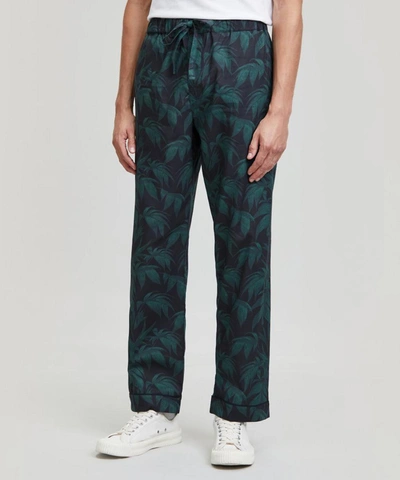 Shop Desmond & Dempsey Mens Byron Print Cotton Pyjama Trousers In Navy