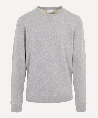 Shop Sunspel Crew-neck Cotton Sweatshirt In Grey