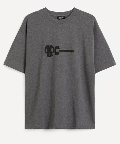 Shop Apc Mael Guitar Logo T-shirt In Heathered Anthracite