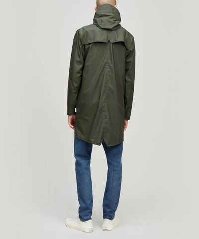 Shop Rains Long Water-resistant Jacket In Green