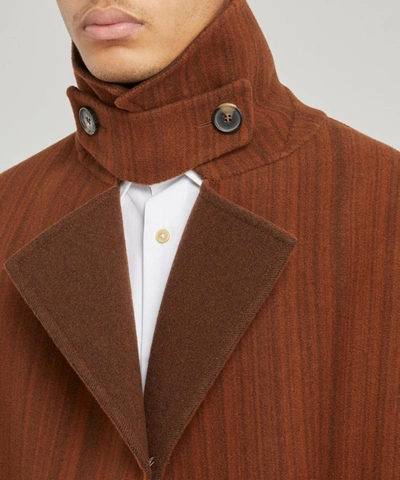 Shop Loewe Stripe Wool-cashmere Cape In Brown