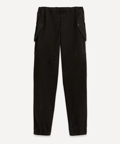 Shop Moncler Tapered Stretch-cotton Twill Cargo Trousers In Black