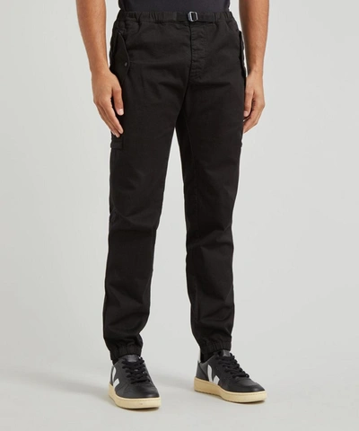 Shop Moncler Tapered Stretch-cotton Twill Cargo Trousers In Black