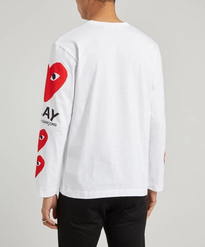 Comme Des Garcons Play White Multi Heart Long Sleeve T-shirt