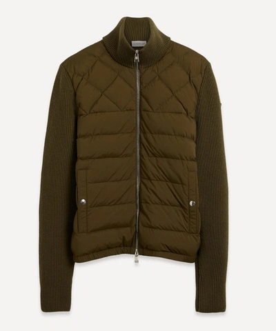 Shop Moncler Panelled Wool-blend And Quilted Shell Down Jacket In Khaki