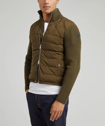 Shop Moncler Panelled Wool-blend And Quilted Shell Down Jacket In Khaki