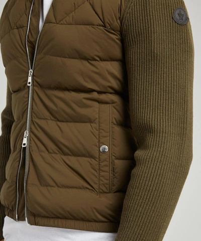 Shop Moncler Panelled Wool-blend And Quilted Shell Down Jacket In Khaki