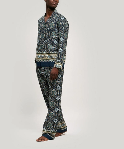 Shop Liberty London Chatsworth Tana Lawn' Cotton Long Pyjama Set In Navy