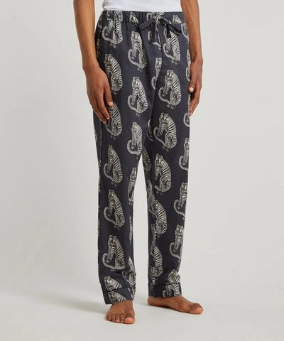 Shop Desmond & Dempsey Mens Tiger Cotton Pyjama Trousers In Black