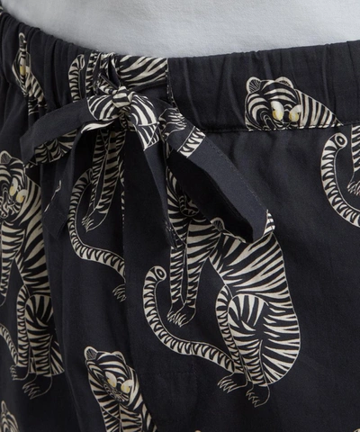 Shop Desmond & Dempsey Mens Tiger Cotton Pyjama Trousers In Black