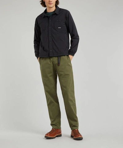 Shop Gramicci Belted Cotton Trousers In Olive