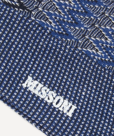 Shop Missoni Crochet-knit Zig-zag Socks In Blue