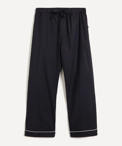 Shop Desmond & Dempsey Mens Brushed Cotton Pyjama Trousers In Navy