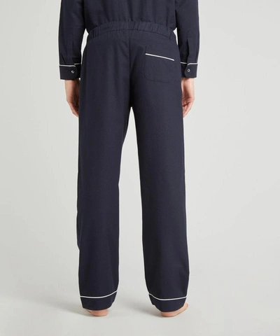 Shop Desmond & Dempsey Mens Brushed Cotton Pyjama Trousers In Navy