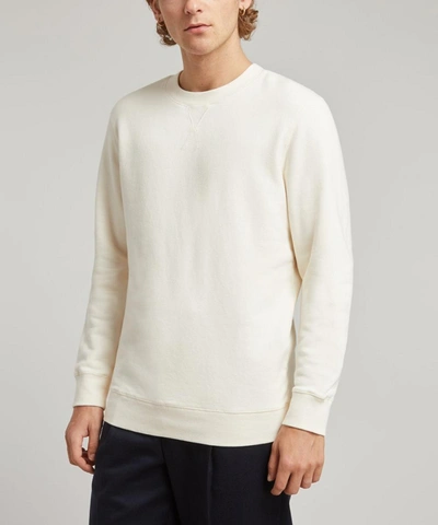Shop Sunspel Crew-neck Cotton Sweatshirt In Cream