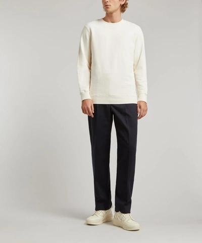 Shop Sunspel Crew-neck Cotton Sweatshirt In Cream