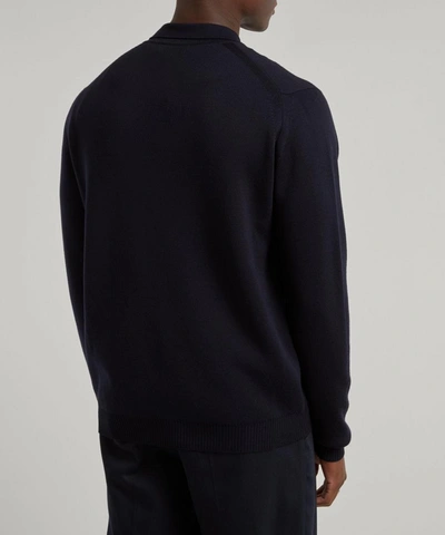 Shop John Smedley Rutherford Merino Wool Zip-thru Knit In Midnight