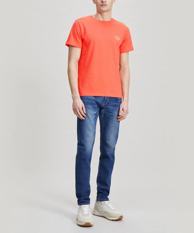 Shop Apc Raymond Embroidered Logo T-shirt In Coral