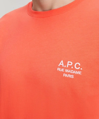 Shop Apc Raymond Embroidered Logo T-shirt In Coral