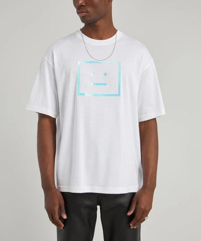 Acne Studios Exford Oversized Iridescent Logo-print Cotton-jersey T-shirt  In Optic White | ModeSens