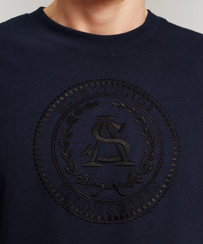 Shop Acne Studios Embroidered T-shirt In Navy