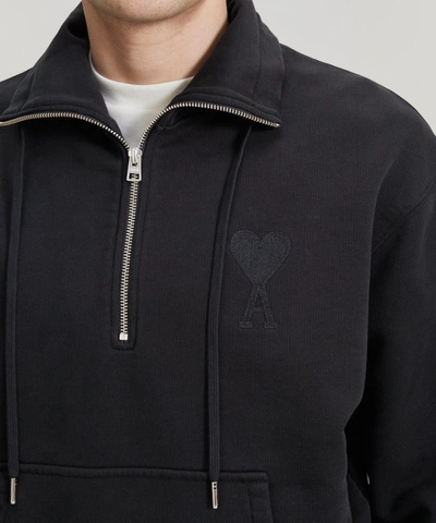 Shop Ami Alexandre Mattiussi Ami De C'ur Zipped Collar Sweatshirt In Noir