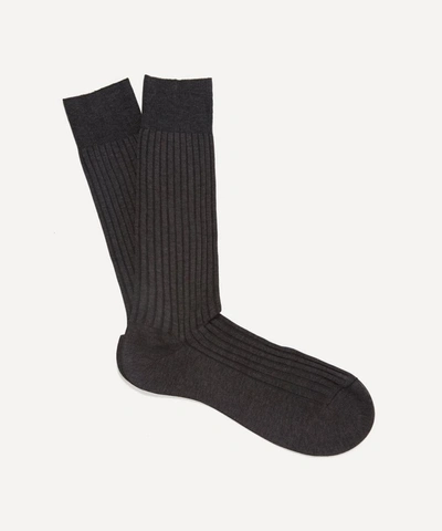 Shop Pantherella Danvers Ribbed Socks In Charcoal