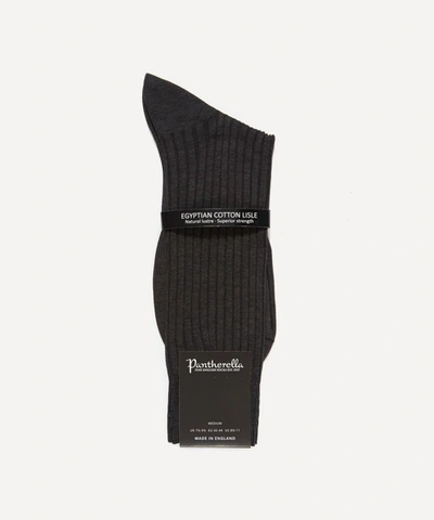 Shop Pantherella Danvers Ribbed Socks In Charcoal
