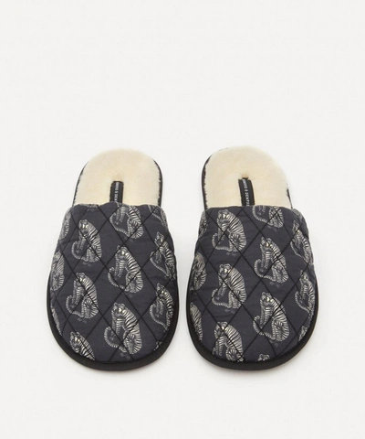 Shop Desmond & Dempsey Mens Core Tiger Wool Slippers In Black