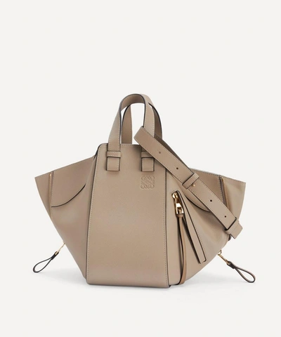 Loewe Small Hammock Drawstring Leather Bag In Sand