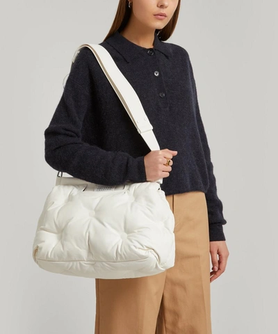 Shop Maison Margiela Glam Slam Medium Quilted Leather Shoulder Bag In White