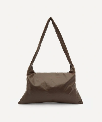 Shop Kassl Editions Small Square Oil Tote Bag In Dark Brown
