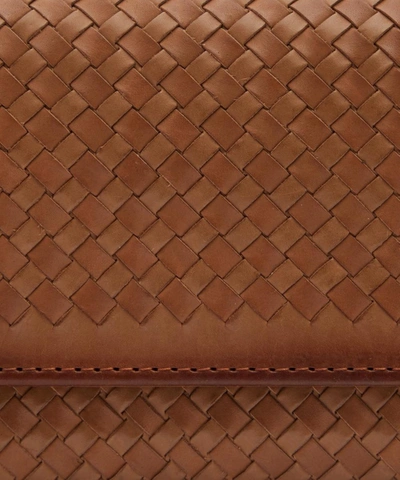 Shop Dragon Diffusion Interlaced Woven Leather Flap Wallet In British Tan